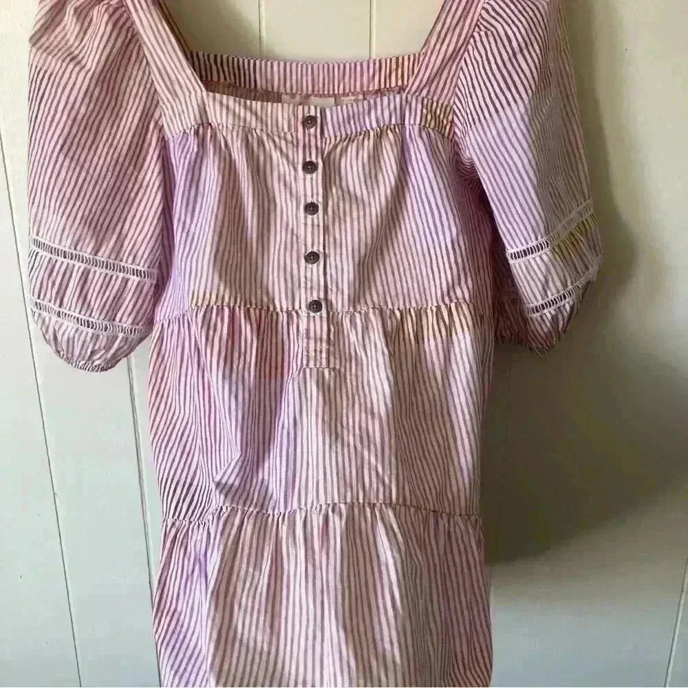 Anthropology Maeve Gable Tiered Striped Cotton Top Blouse Tunic Size XS
